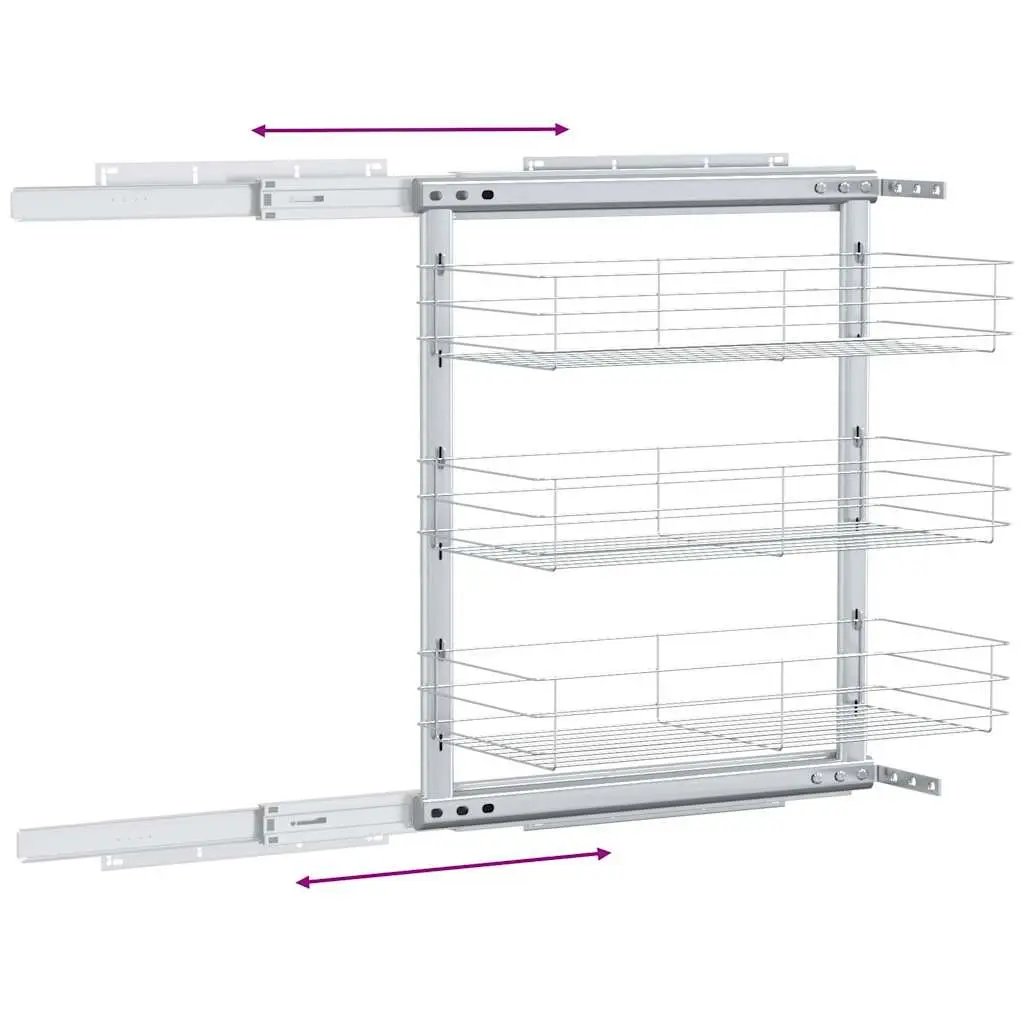 3-Tier Kitchen Wire Basket Storage Rack Silver
