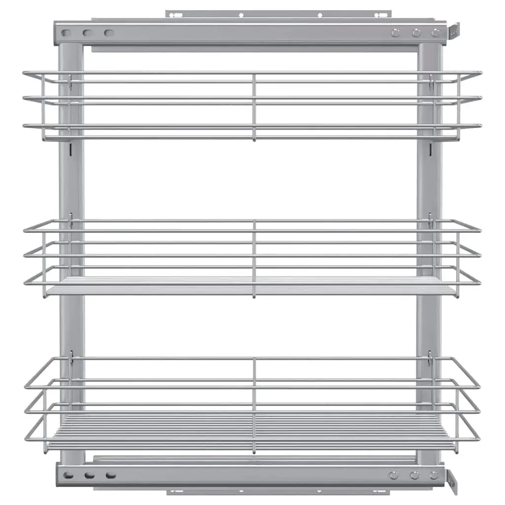 3-Tier Pull-out Kitchen Wire Basket Storage Organiser Cupboard Sliding Shelf