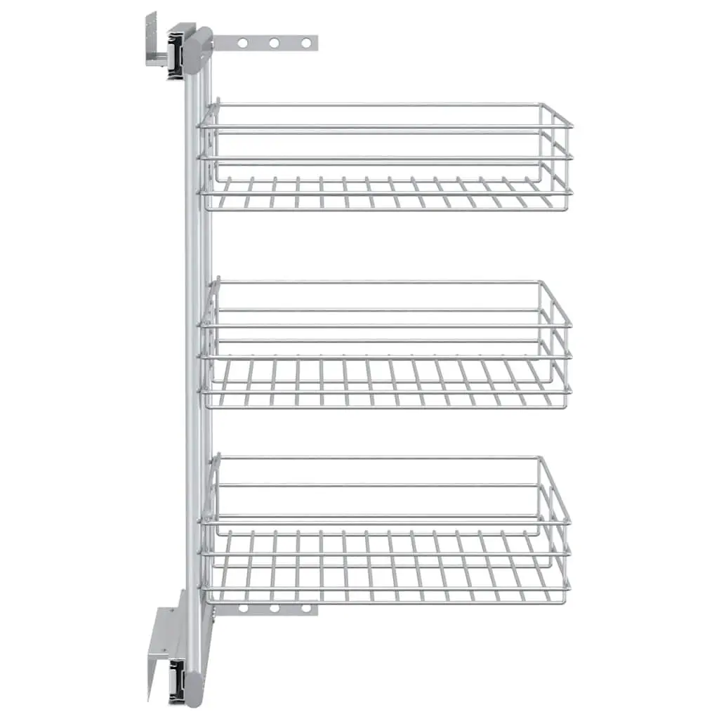 3-Tier Pull-out Kitchen Wire Basket Storage Organiser Cupboard Sliding Shelf