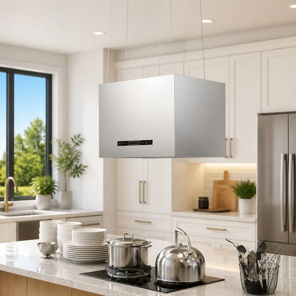 Stainless Steel Ceiling-Mounted Island Range Hood 55cm