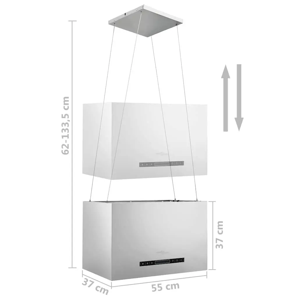Island Range Hood Stainless Steel 55cm Silver Ceiling Mounted