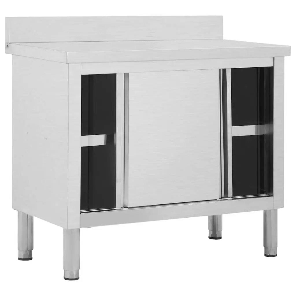 Stainless Steel Work Table with Sliding Doors