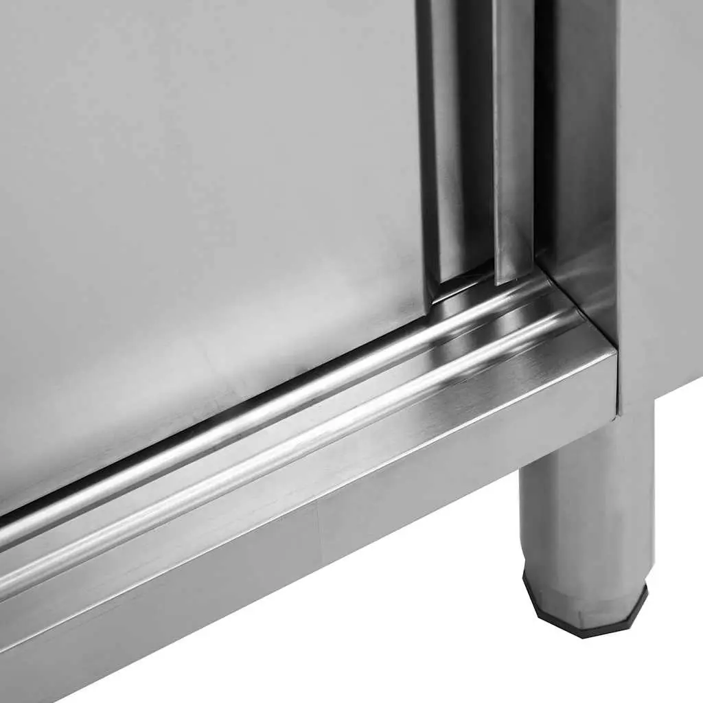 Stainless Steel Work Table with Sliding Doors