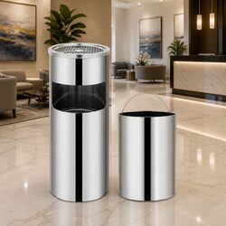 Ashtray Dustbin 30L Silver Stainless Steel Waste Bin Hotel Restaurant Office