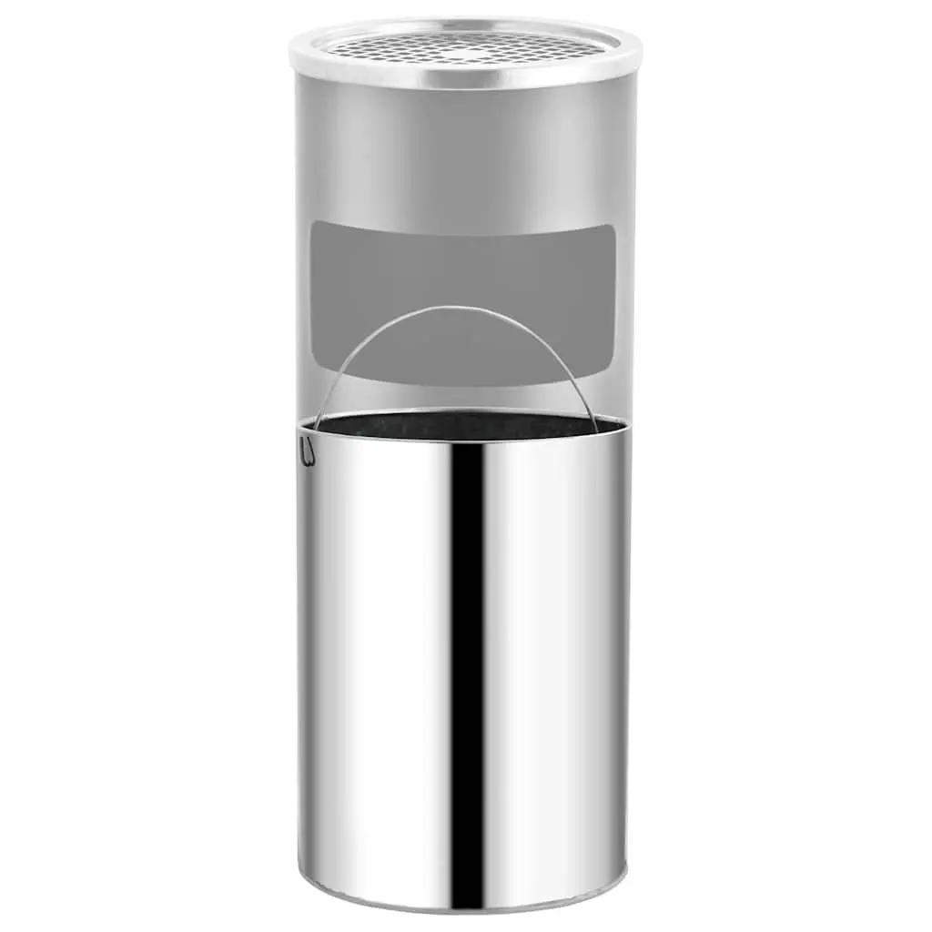 Grey Steel Ashtray Dustbin with Removable Insert