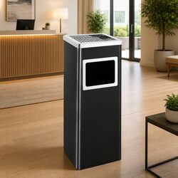 Steel Black Ashtray Dustbin 36L for Outdoor Spaces