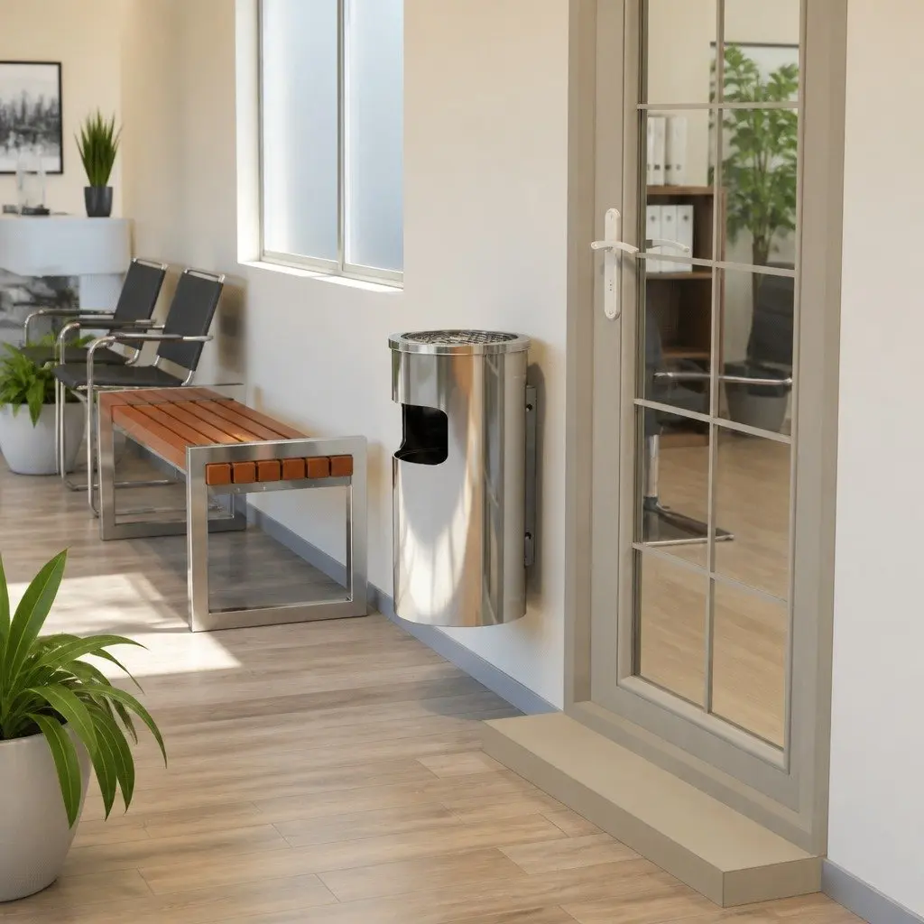 Wall Ashtray Dustbin 26L Stainless Steel