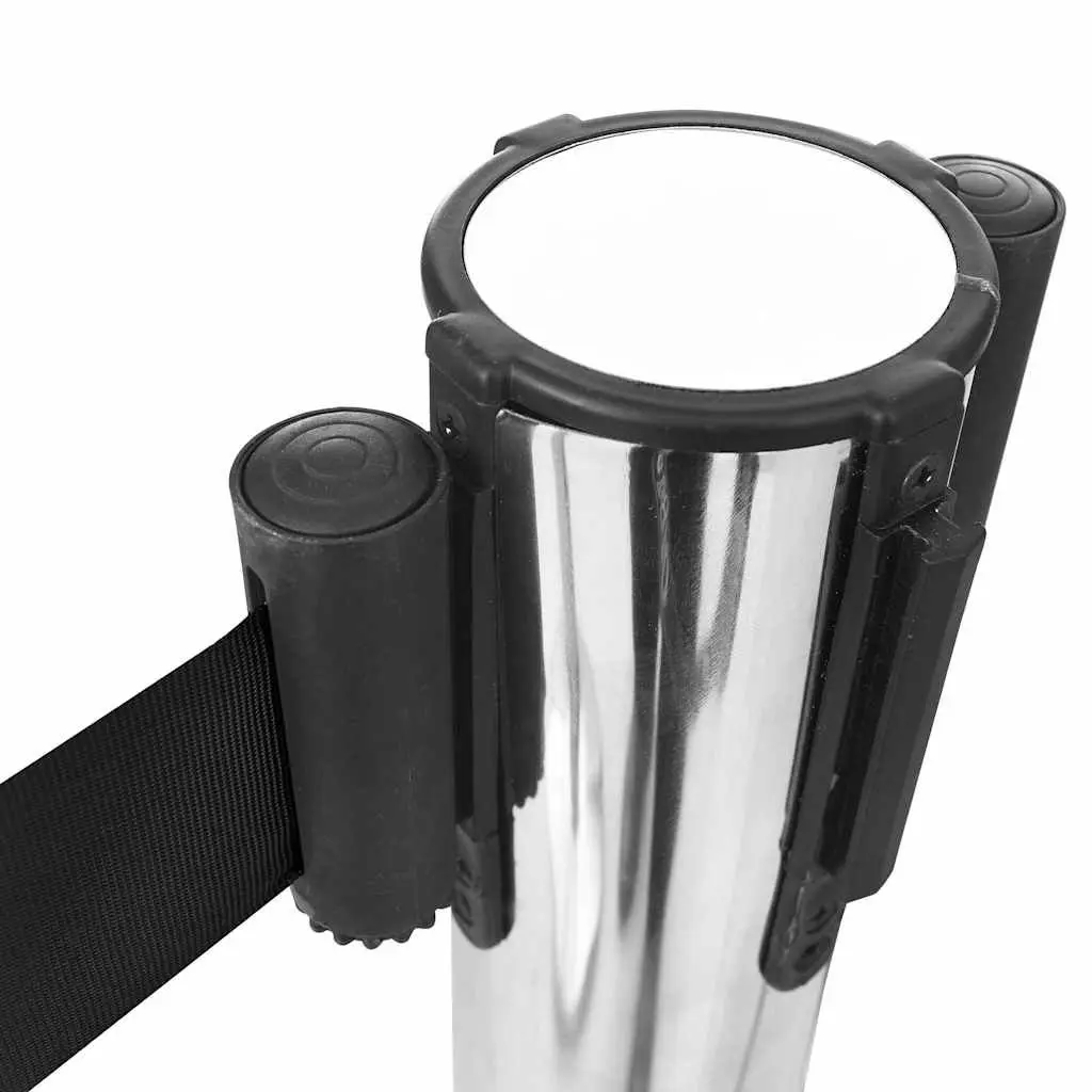 Black Retractable Belt Barrier 200cm for Crowd Control