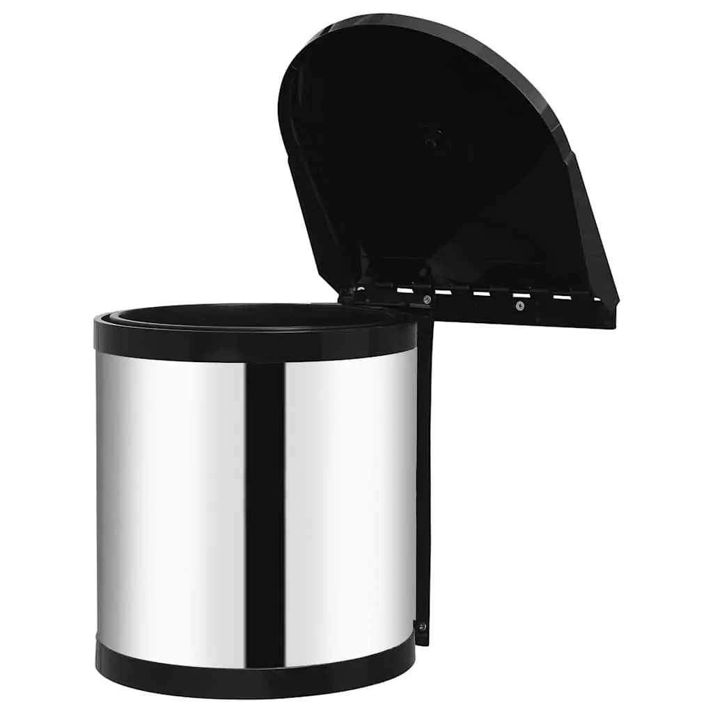 Built-in Kitchen Waste Bin 12L Silver Automatic Lid Cupboard Mount Rubbish