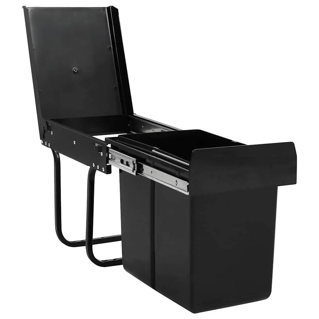 Soft-Close 20L Black Pull-Out Waste Bin for Kitchens