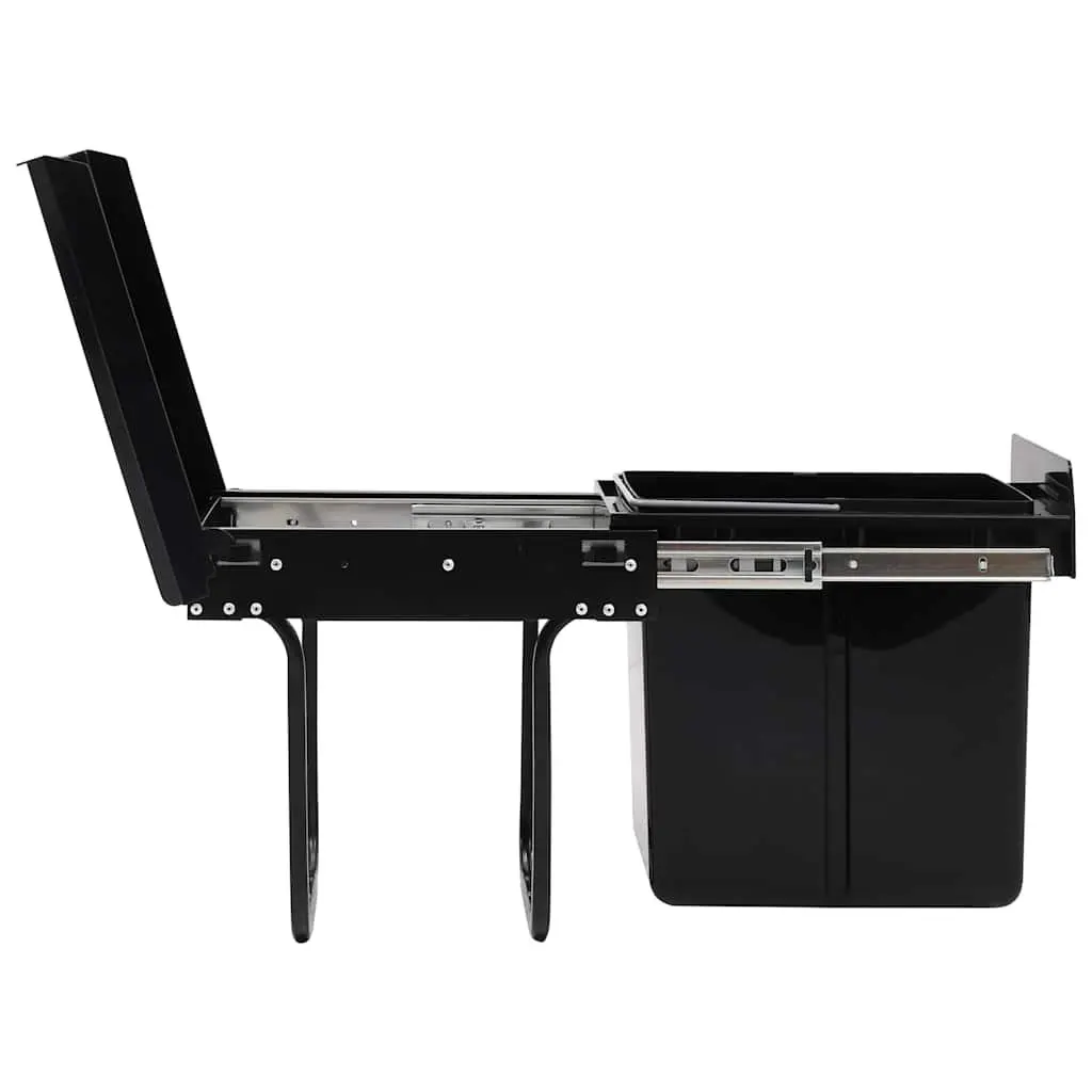 Soft-Close 20L Black Pull-Out Waste Bin for Kitchens