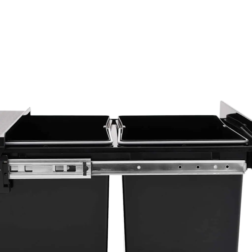 Soft-Close 20L Black Pull-Out Waste Bin for Kitchens