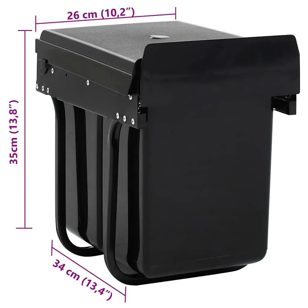 Soft-Close 20L Black Pull-Out Waste Bin for Kitchens