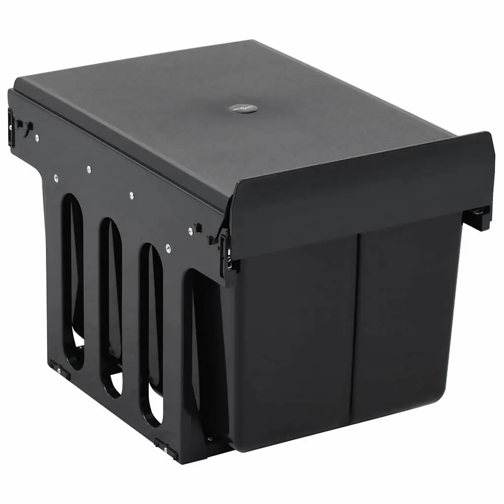 Black Kitchen Waste Bin with Soft-Close Mechanism