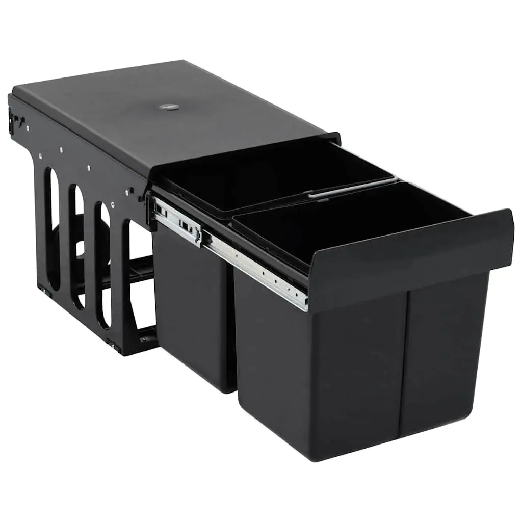 Black Kitchen Waste Bin with Soft-Close Mechanism