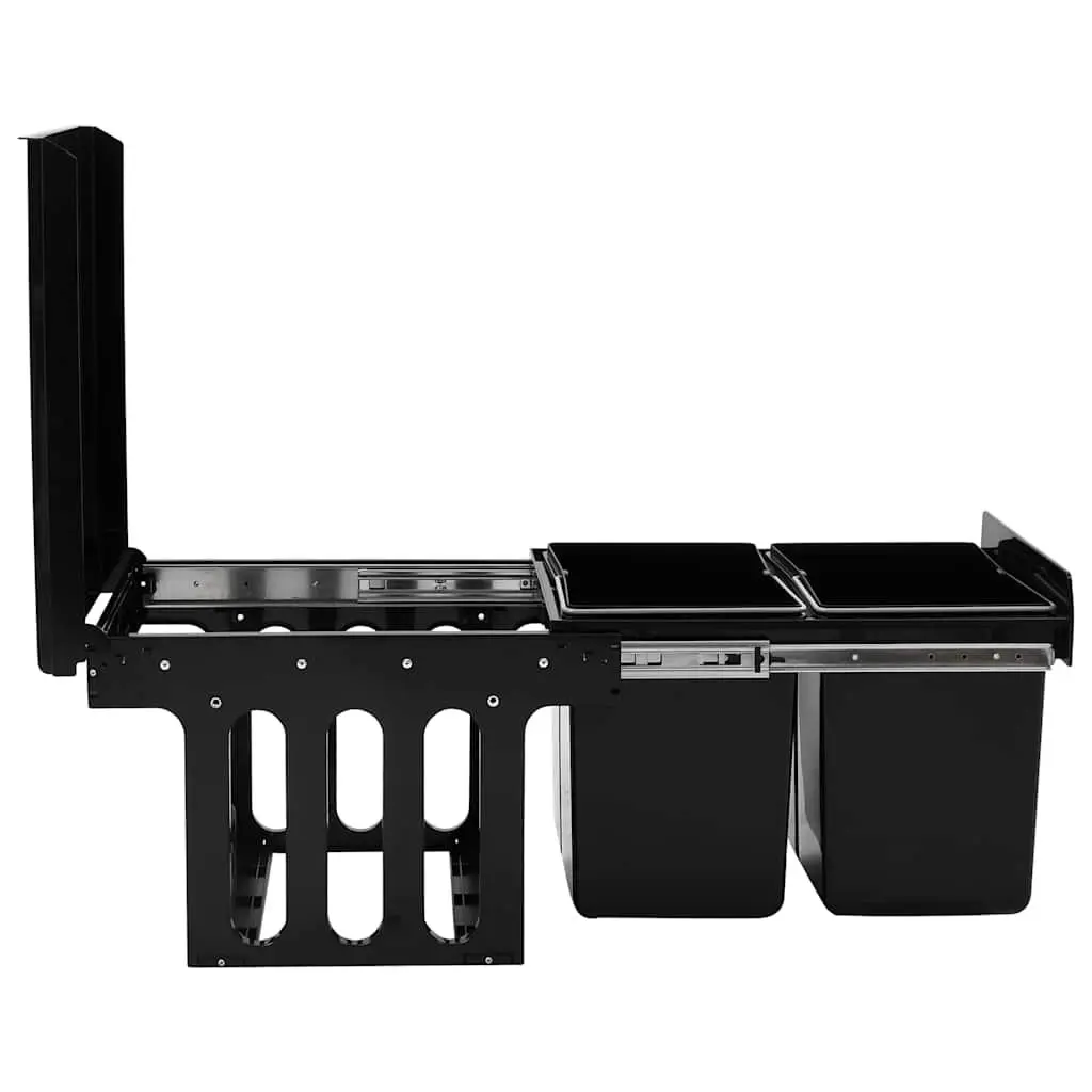 Black Kitchen Waste Bin with Soft-Close Mechanism