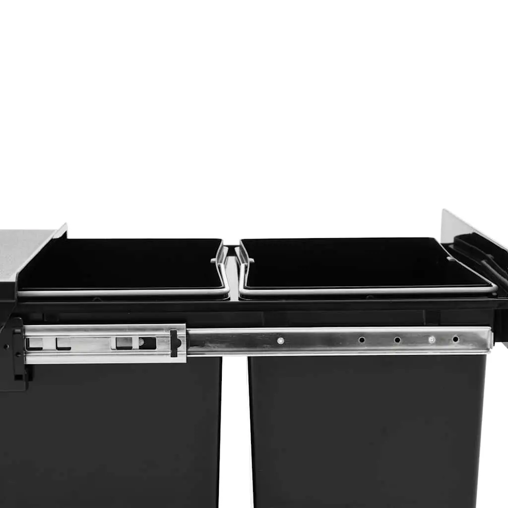 Black Kitchen Waste Bin with Soft-Close Mechanism