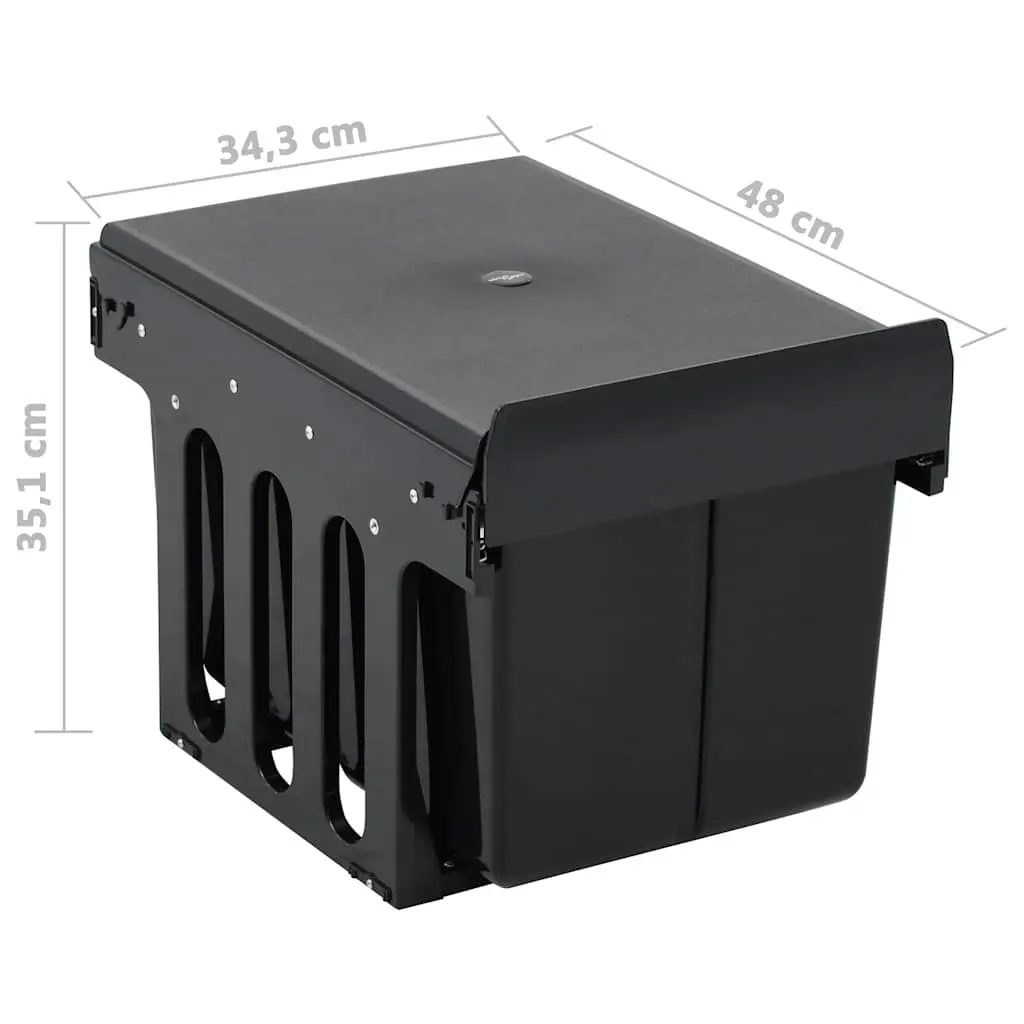 Black Kitchen Waste Bin with Soft-Close Mechanism