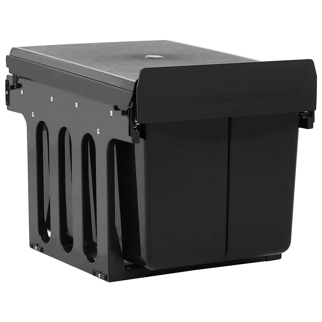 Kitchen Waste Bin Pull-out Dustbin Soft-Close 48L Black Recycling Sorting
