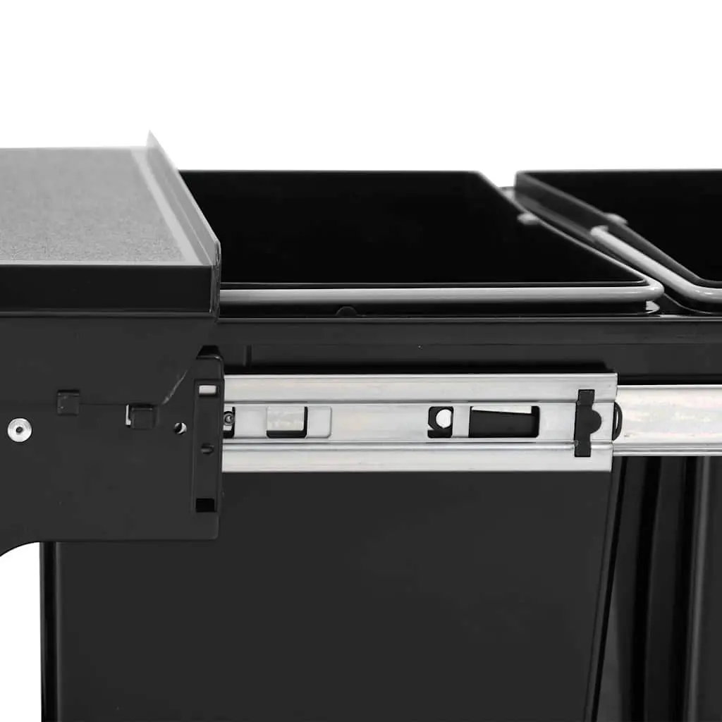 Kitchen Waste Bin Pull-out Dustbin Soft-Close 48L Black Recycling Sorting