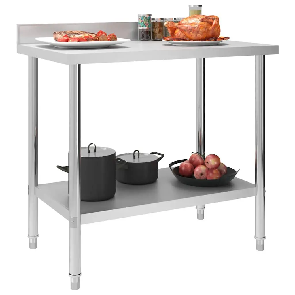 Stainless Steel Commercial Kitchen Work Table with Backsplash