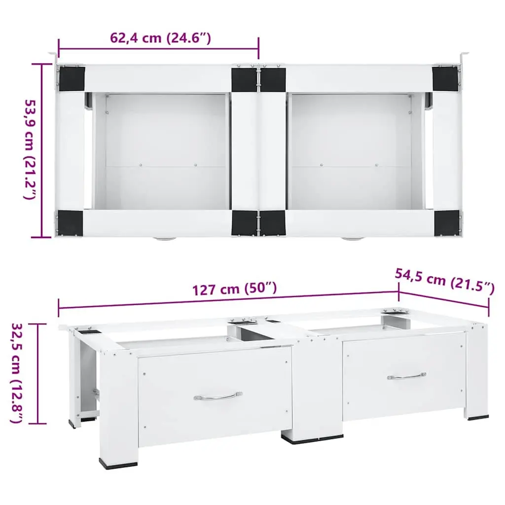 White Washer Dryer Pedestal Stand with Storage