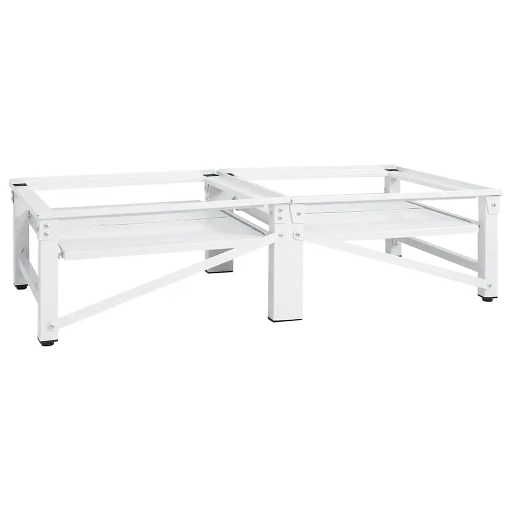 Washing Machine Dryer Pedestal Stand Steel Height Adjustable with Pull-out Storage Shelves