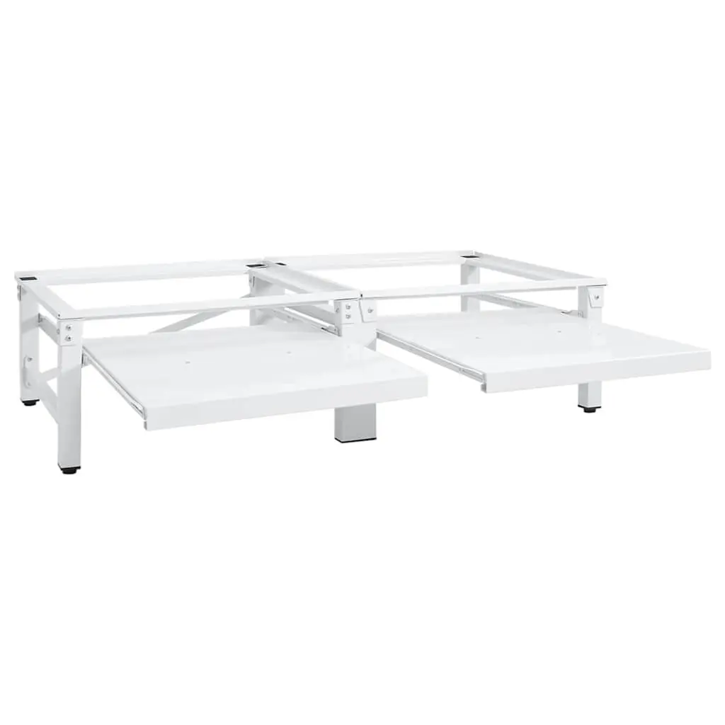 Washing Machine Dryer Pedestal Stand Steel Height Adjustable with Pull-out Storage Shelves