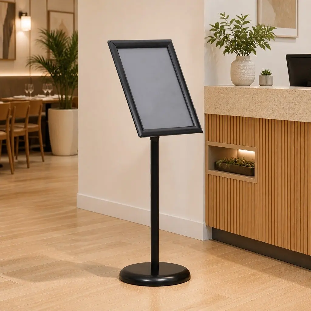 Adjustable A3 Pedestal Poster Stand with Black Aluminium Frame