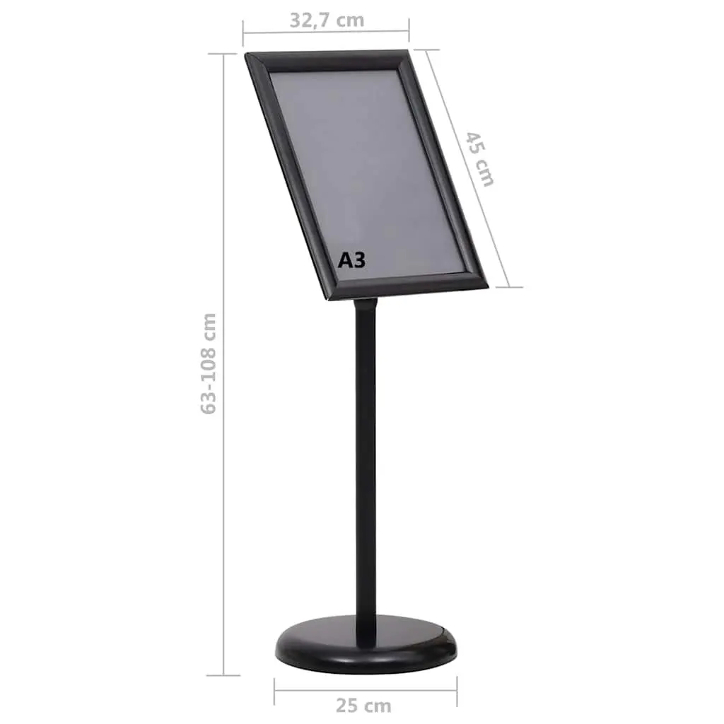 Adjustable A3 Pedestal Poster Stand with Black Aluminium Frame