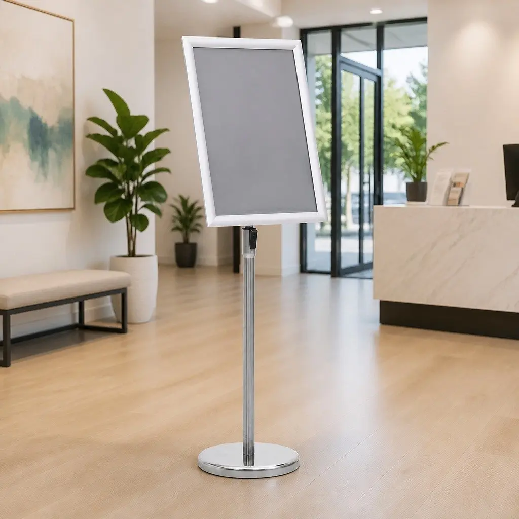 Silver Aluminium A3 Pedestal Poster Display Stand