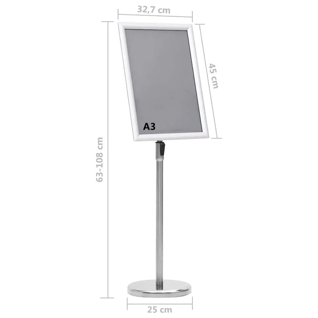 Silver Aluminium A3 Pedestal Poster Display Stand