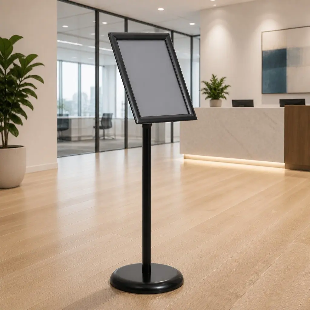 Black Aluminium A4 Poster Stand for Display