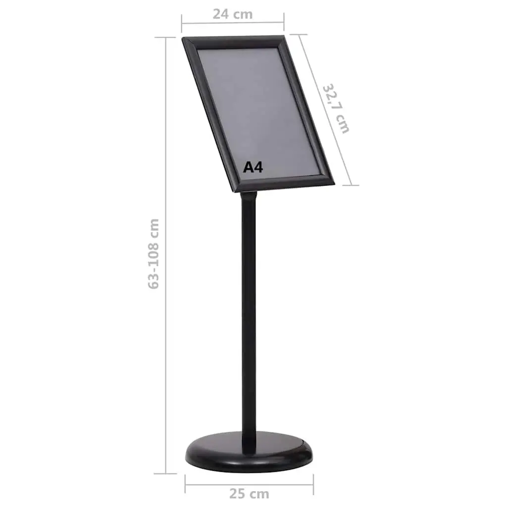 Black Aluminium A4 Poster Stand for Display
