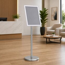 A4 Pedestal Poster Stand Silver Floor Display Stand Retail Presentation Sign