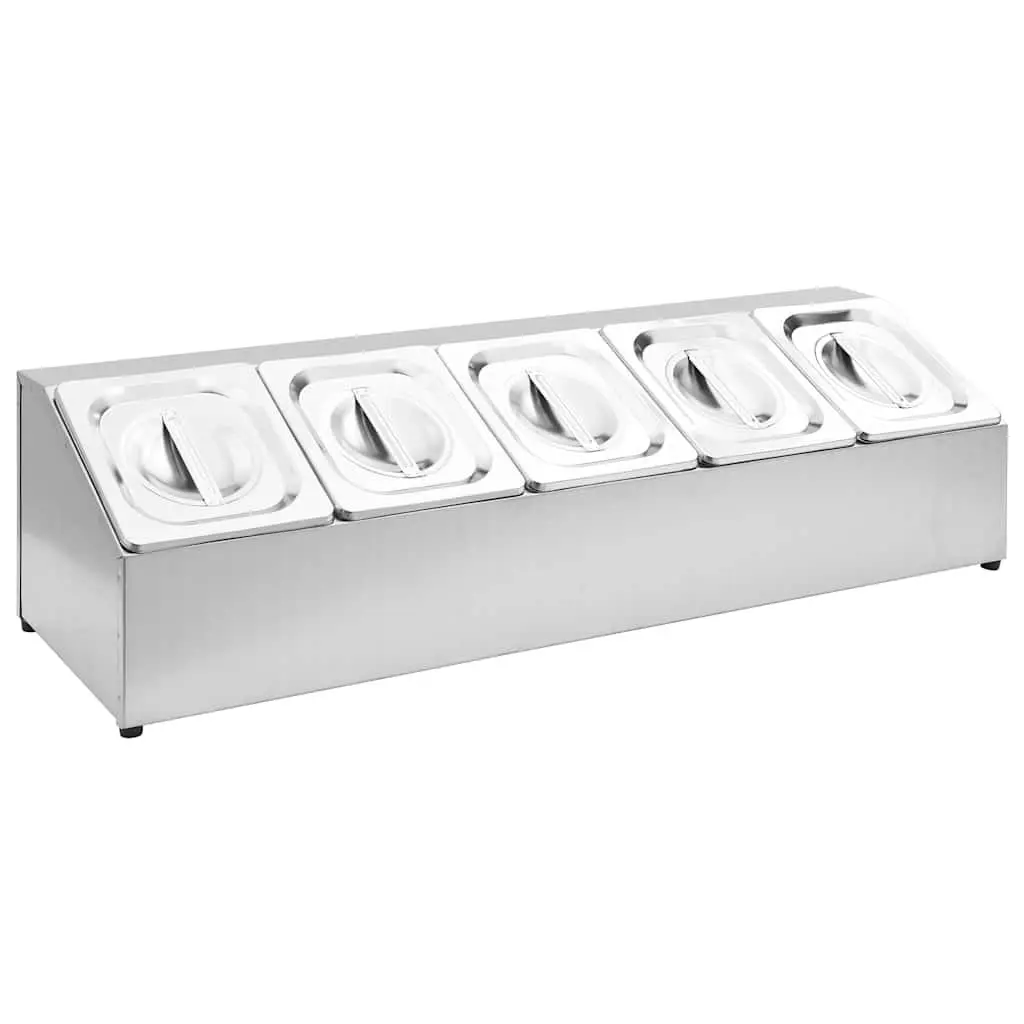 Gastronorm Container Holder Stainless Steel 5 GN 1/6 Pans Silver