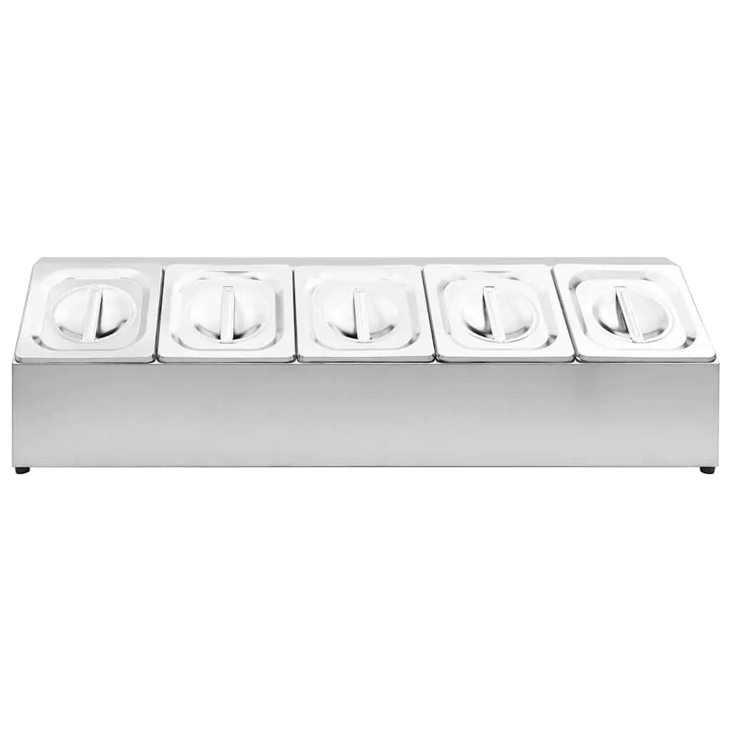 Gastronorm Container Holder Stainless Steel 5 GN 1/6 Pans Silver