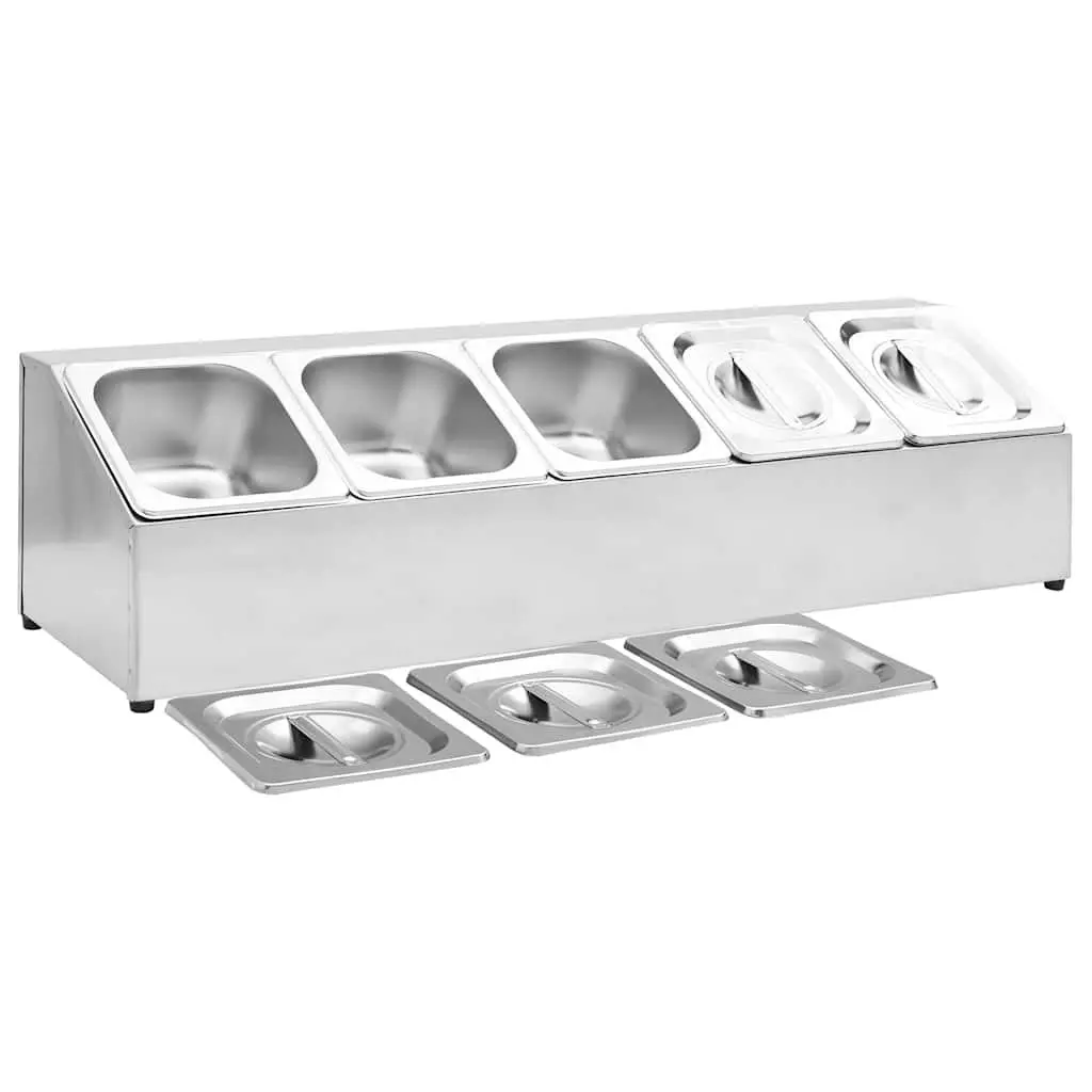 Gastronorm Container Holder Stainless Steel 5 GN 1/6 Pans Silver