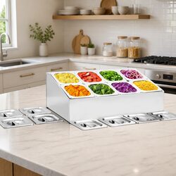 Sturdy Gastronorm Container Holder with 8 GN 1/6 Pans