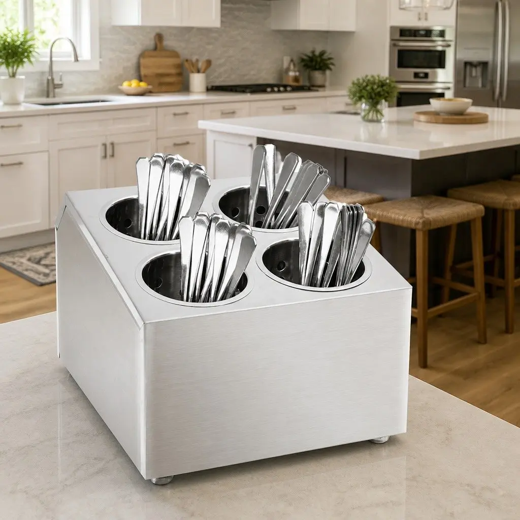 Cutlery Holder with 4 Removable Grids for Utensils