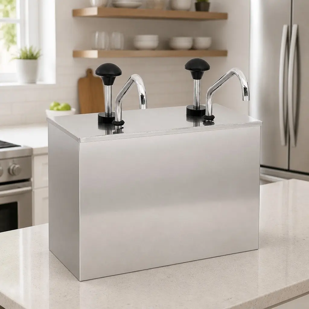 Stainless Steel Sauce Dispenser with Pump Action for Buffets