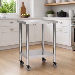 Commercial Kitchen Work Table with Wheels Food Prep Stainless Steel Worktable