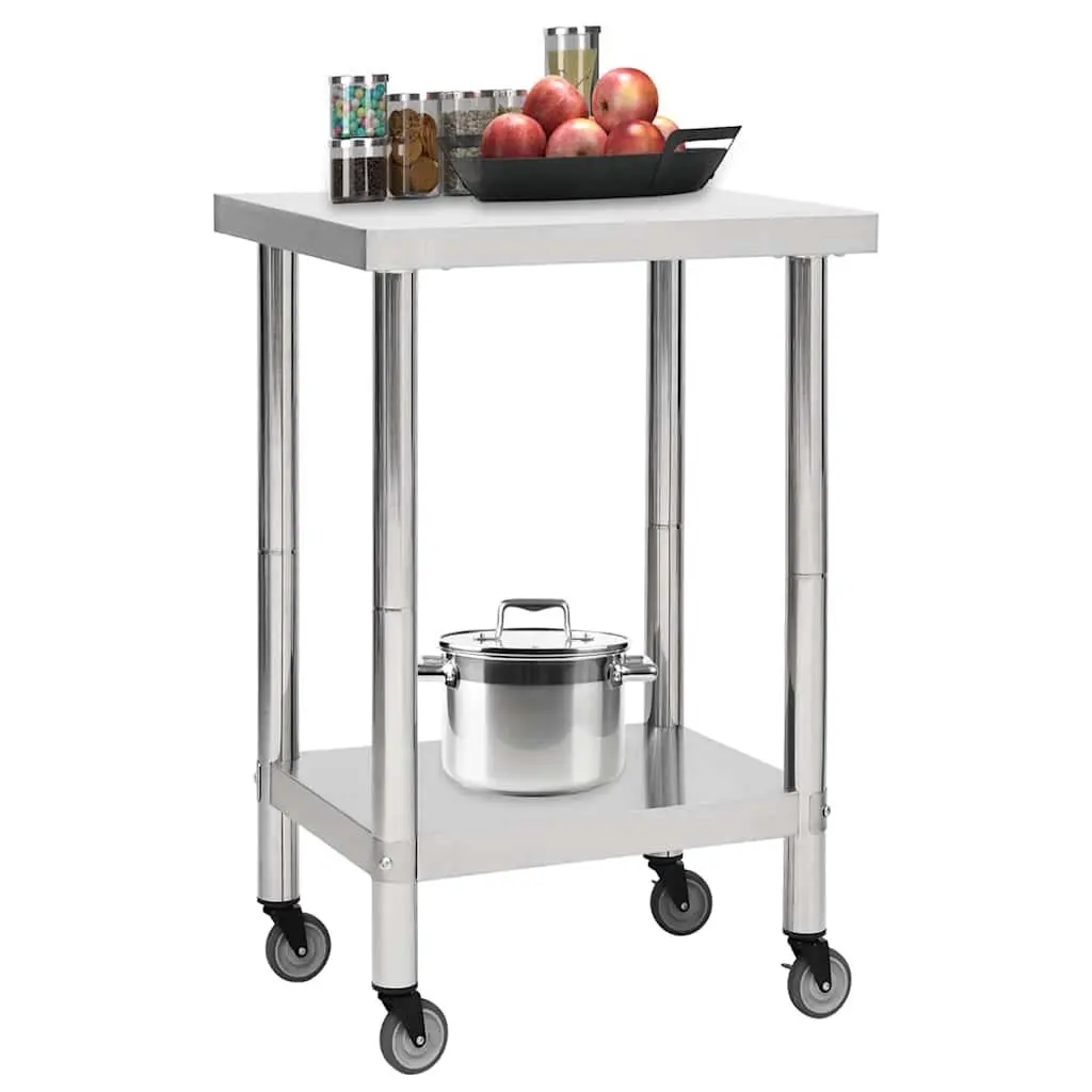 Stainless Steel Commercial Kitchen Work Table with Wheels
