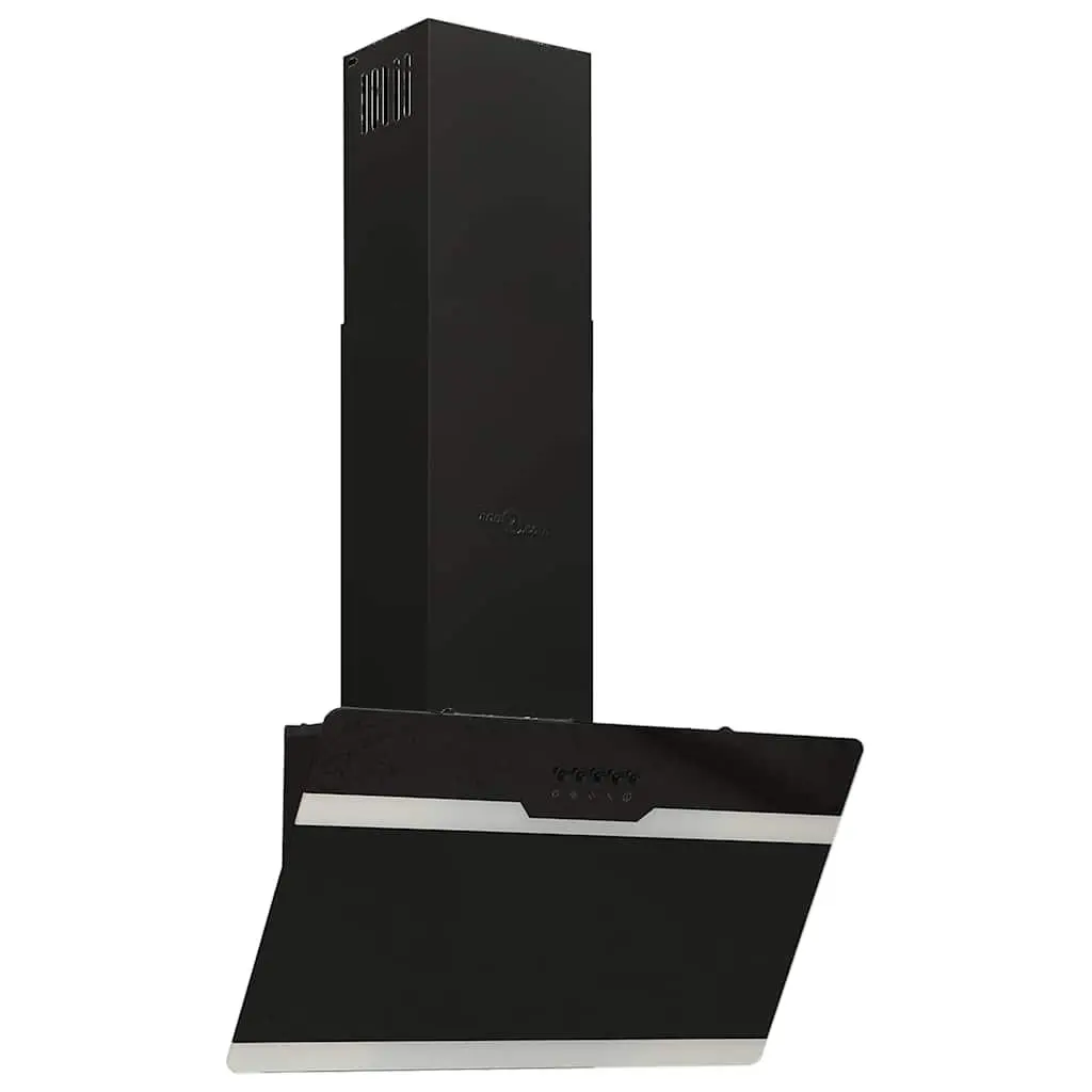 60cm Wall-Mounted Range Hood with Black Tempered Glass