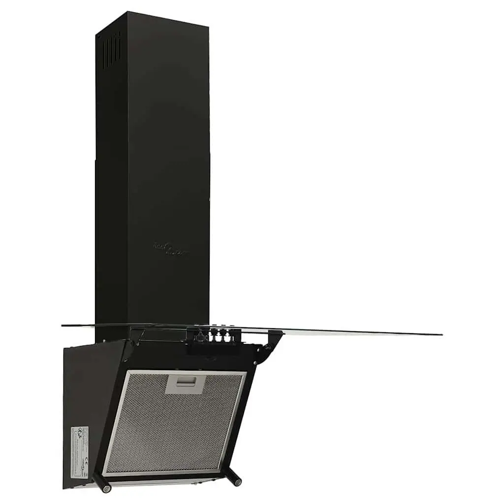 60cm Wall-Mounted Range Hood with Black Tempered Glass