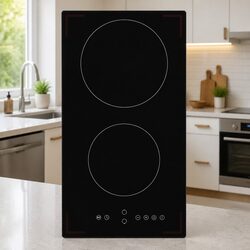 Black 2 Burner Electric Cooktop with Touch Control