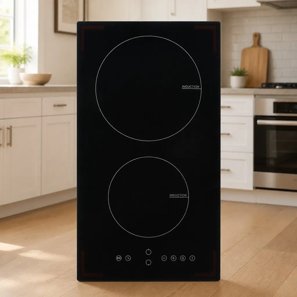 Induction Hob Heat-Resistant Glass 2 Burners 3500W Black