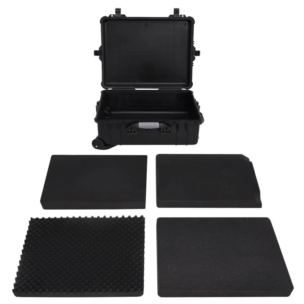 Black Hard Shell Flight Case with Wheels and Lockable Handle