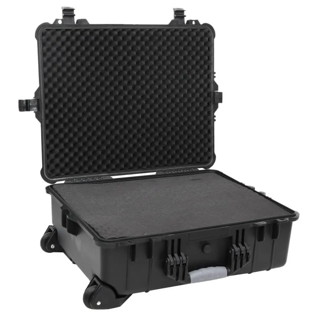 Black Hard Shell Flight Case with Wheels and Lockable Handle