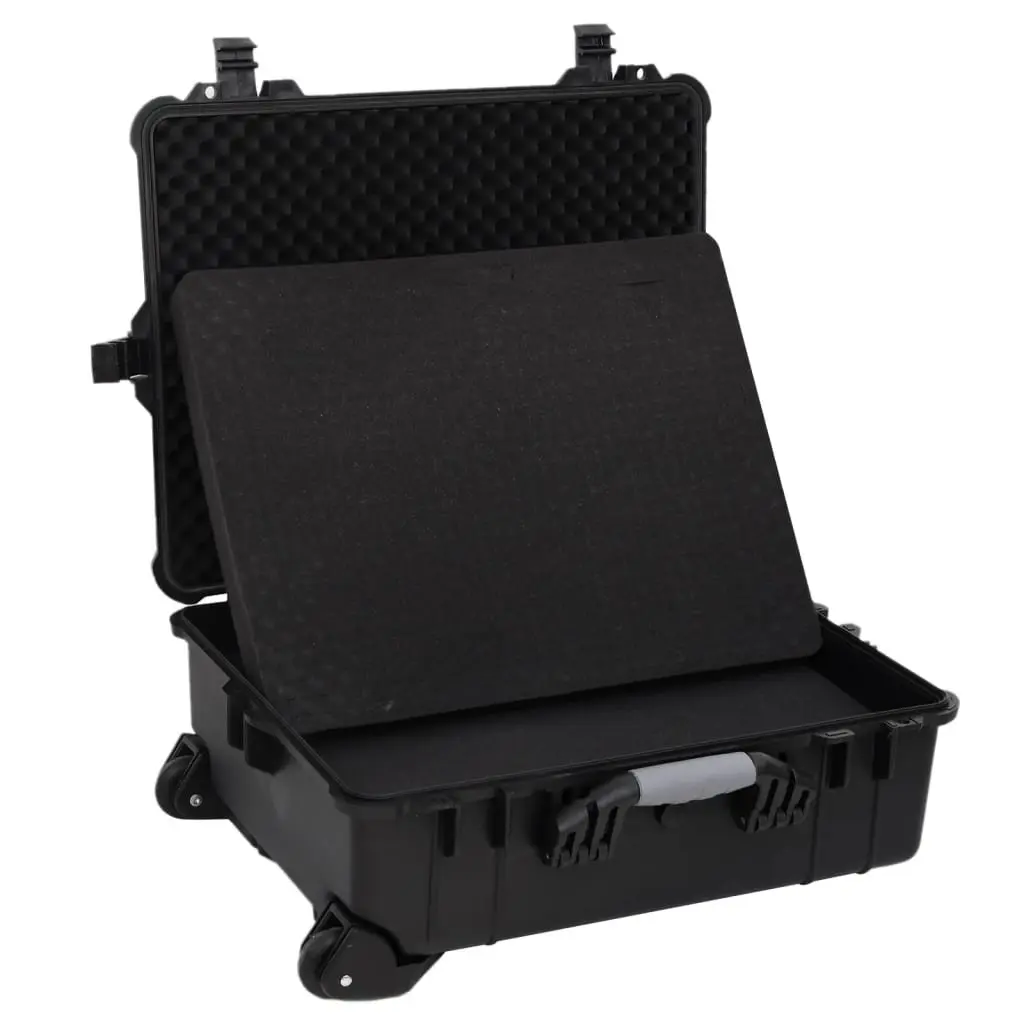 Black Hard Shell Flight Case with Wheels and Lockable Handle
